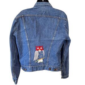 Wrangler Owl Embroidered Jean Trucker Jacket Vintage 70’s
